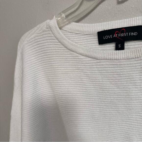 Love at First Find Ribbed Crewneck Dolman Shirt White Womens Small - Picture 4 of 5